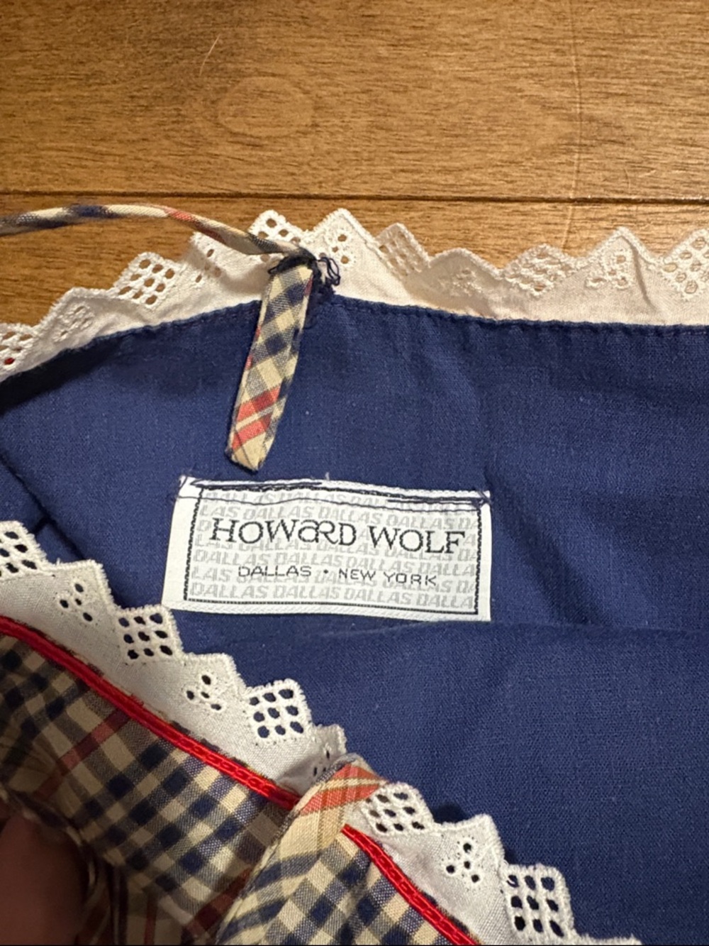 Vintage Navy Blue Sundress with Plaid Bodice with Pockets! - Picture 2 of 7